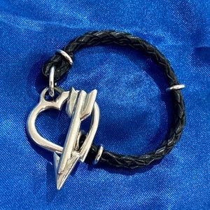 HEART & ARROW bracelet w/ braided leather band
